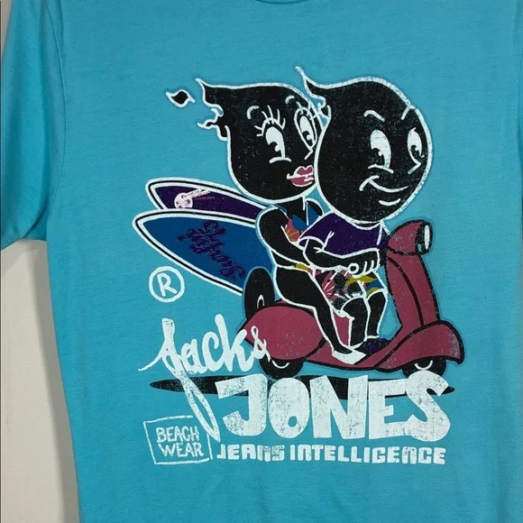 Y2K Graphic Cartoon Surf Tee Jack & Jones Beach Skate Graphic L - Picture 8 of 10